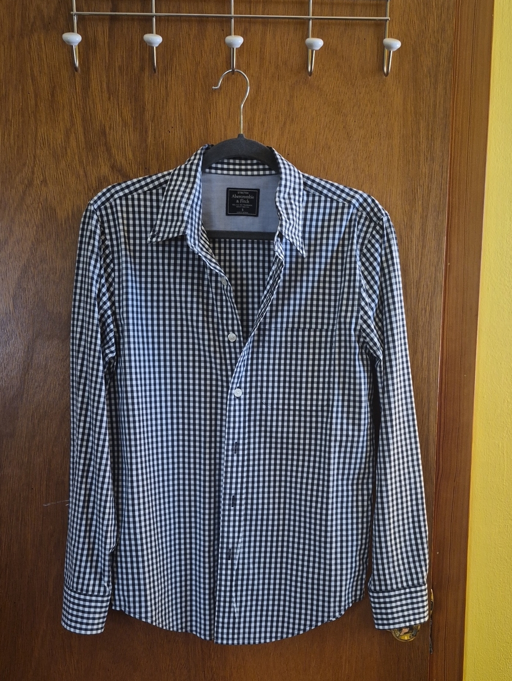 Abercrombie & Fitch Navy and White Gingham Button-Down Shirt